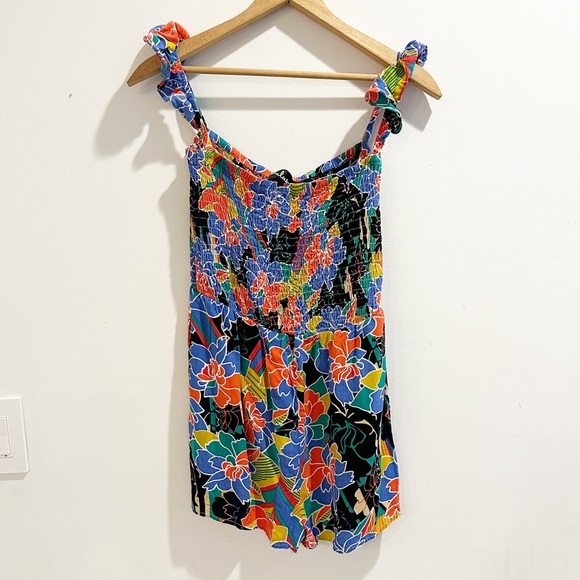 EUC Lulus Tropico Blue Multi Floral Romper, medium - Picture 9 of 9